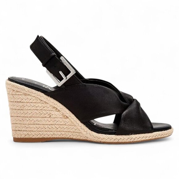 Calvin Klein Women's Sandals BLACK - Black Brennah Leather Espadrille Wedge - Wo - Picture 2 of 3
